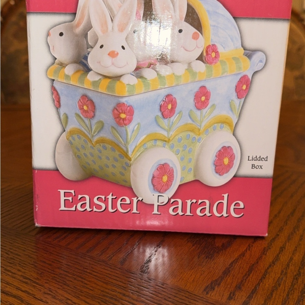 Vintage Easter Fitz & Floyd "Easter Parade" Lidded Box New In Box 5" x6" - Picture 7 of 9